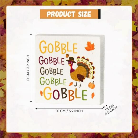 Thanksgiving Wooden Decor Indoor, Turkey Decor Gobble Box Sign - Picture 3 of 7